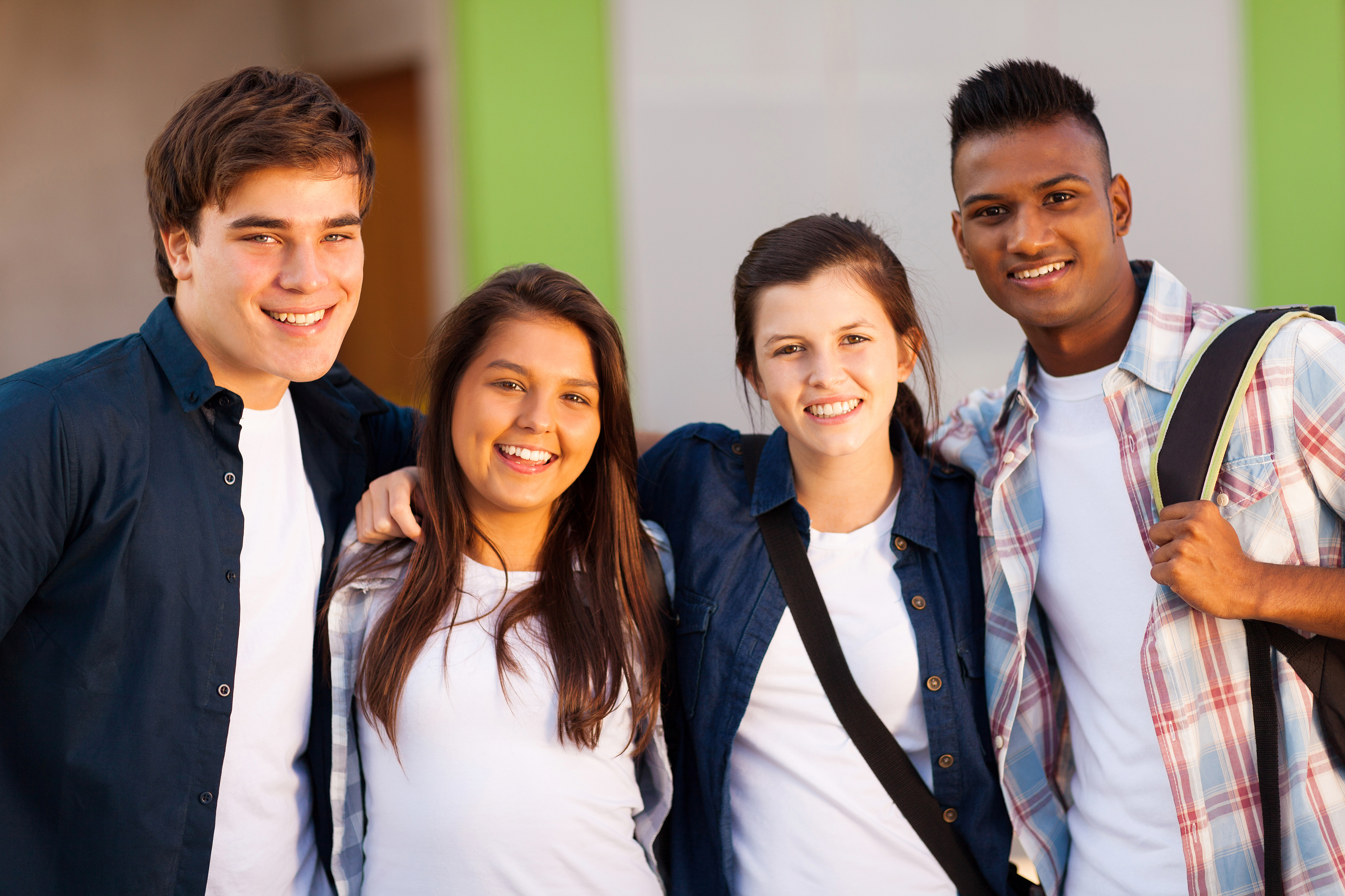group of cheerful high school students portrait