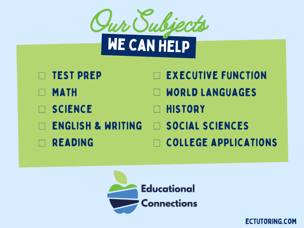 Subjects Currently Offered at ECTutoring.com